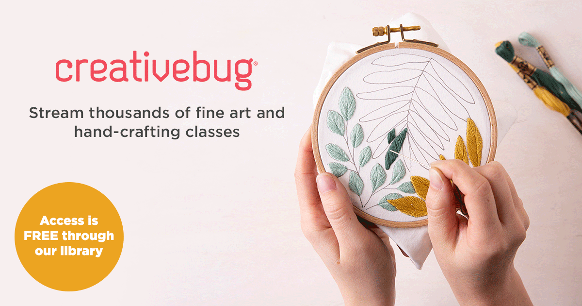 Easy, beautiful embroidery projects at creative bug. Access is free through our library.